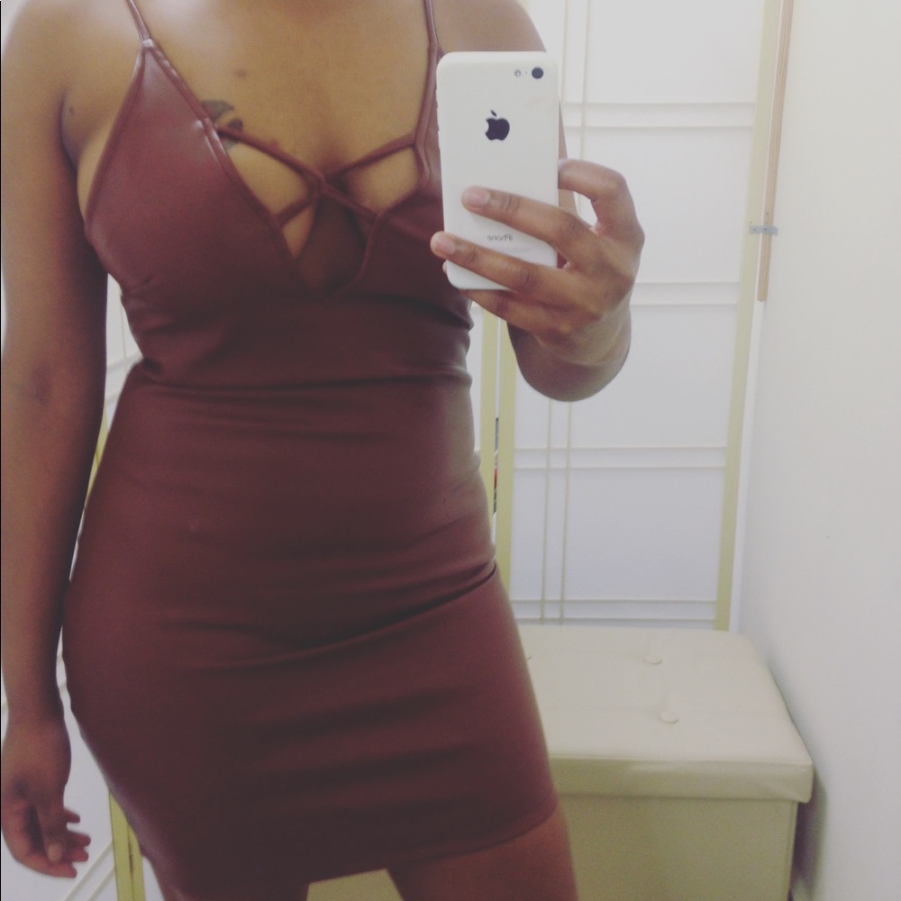 Brown Leather Dress